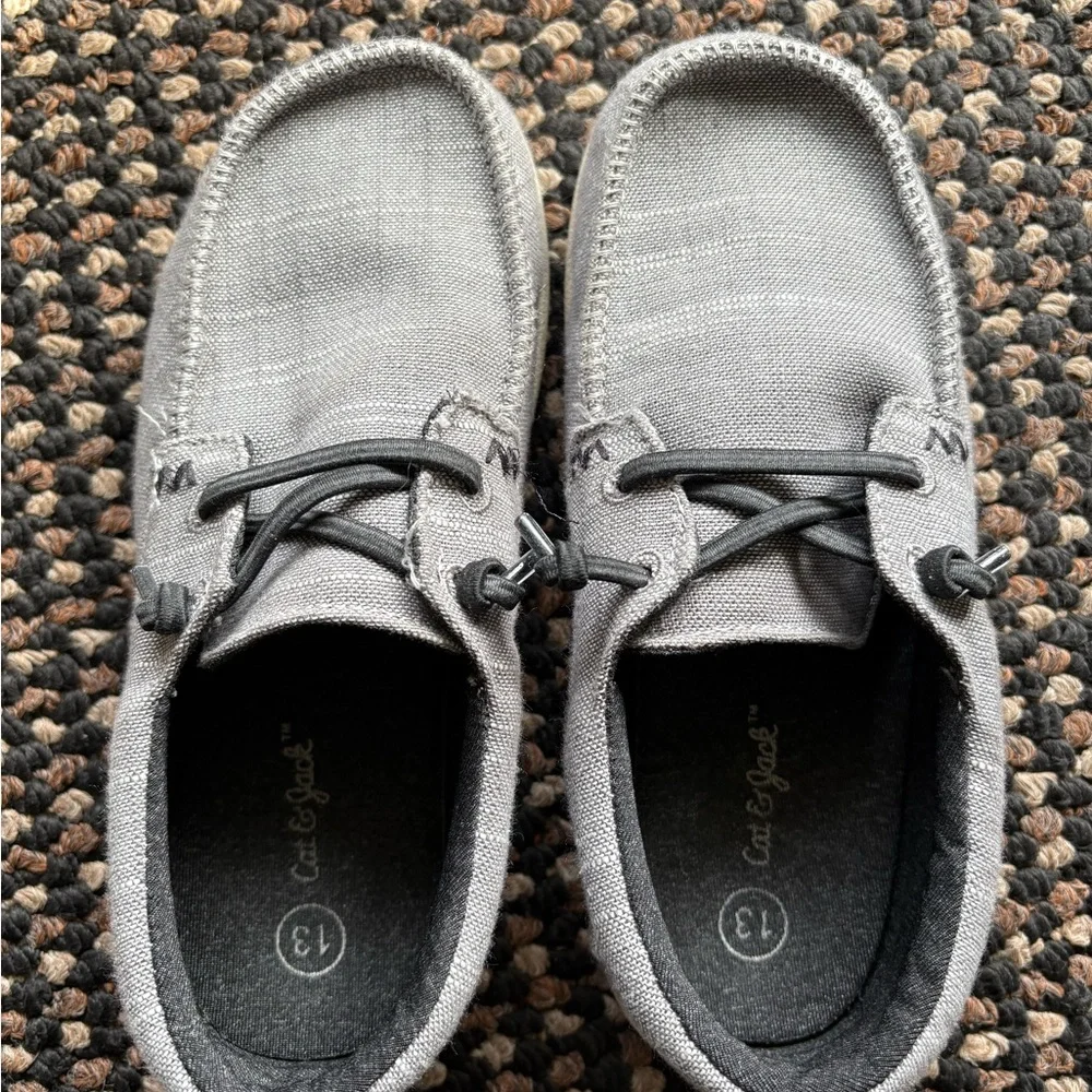 Cat & Jack Briar Casual Slip-On Gray Canvas Shoes Loafers Boys Size 13